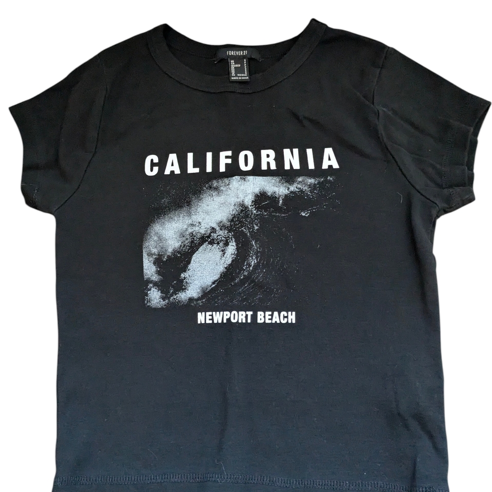 Forever 21 California Newport Beach Black Junior Crop Top Sz s